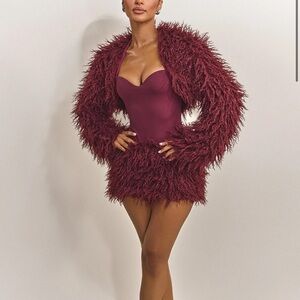 Stylish Burgundy Teddy Jacket
